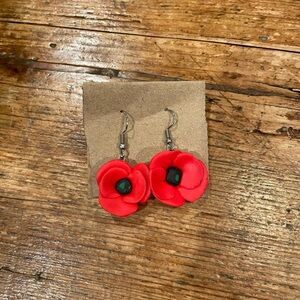 Red Flower Dangle Earrings